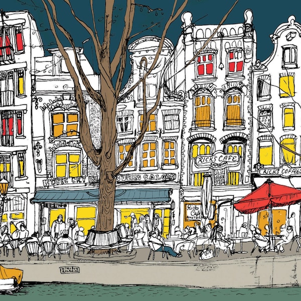 Fine art print, Rick's Cafe Amsterdam, illustration