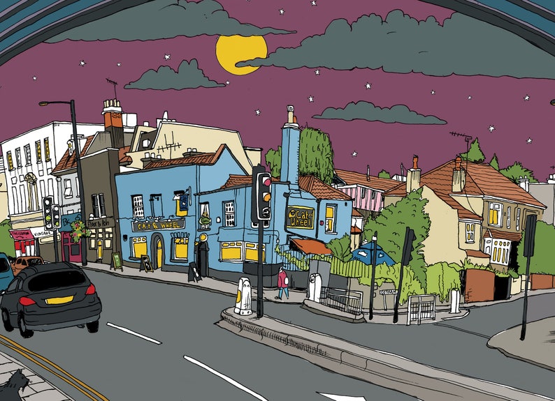 Bristol Illustration, Fine Art Print, Gloucester Road Arches With the