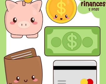 Finances Clipart | Kawaii Finances Clipart | Cute Money | Clipart | Finances Clip art | Money Graphics | Money Clipart | Kawaii Money