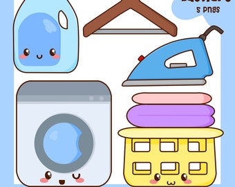 Laundry Clipart | Kawaii Laundry Clipart | Cute Laundry | Laundry Clipart | Kawaii Laundry | Laundry Graphics | Kawaii Washing Machine
