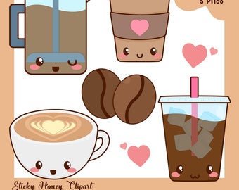 Coffee Clipart | Kawaii Coffee Clipart | Cute Coffee | Clipart | Coffee Clip art | Coffee Graphics | Coffee Clipart | Kawaii Coffee Clipart