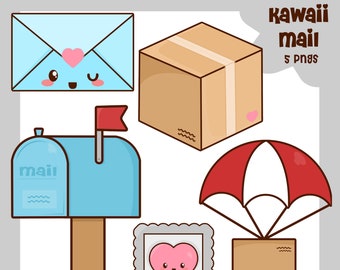 Mail Clipart | Kawaii Mail Clipart | Cute Mail | Stamp Clipart | Kawaii Mail | Mail Graphics | Kawaii Package Clipart | Mailbox Clipart