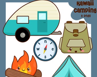 Camping Clipart | Kawaii Camping Clipart | Cute Camping | Clipart | Camping Clip art | Camping Graphics | Camper Clipart | Campfire Clipart