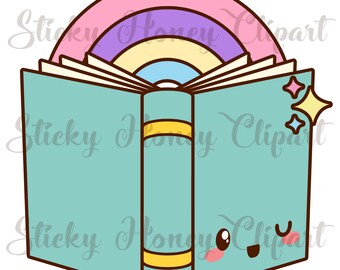 Book Clipart | Kawaii Book Clipart | Cute Book Icons | Kawaii Books Clipart  | Book Graphics | Book Planner | Book Icon | Book Club Clipart
