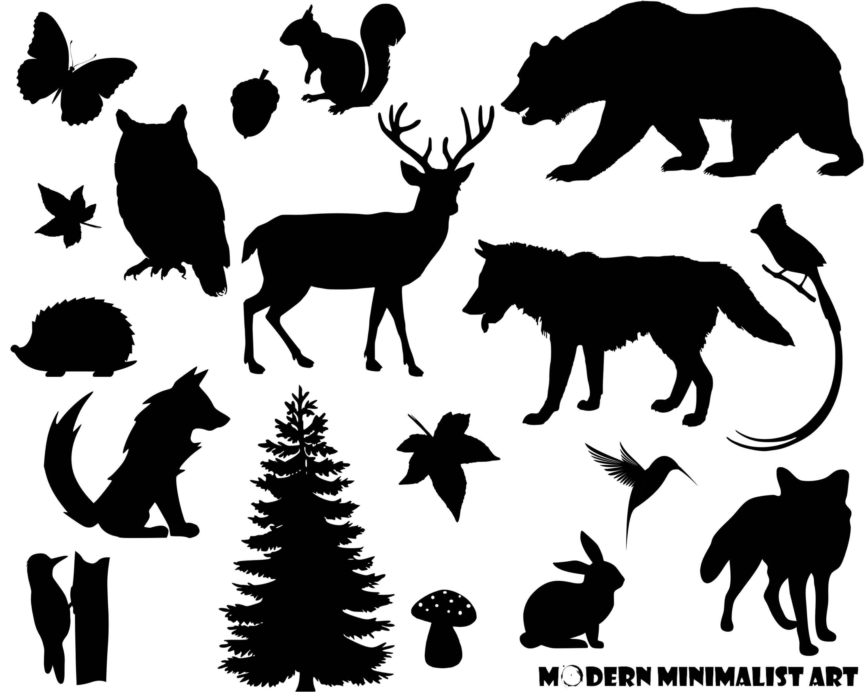 Wald Tiere Clipart schwarz 17 PNG-Bilder | Etsy