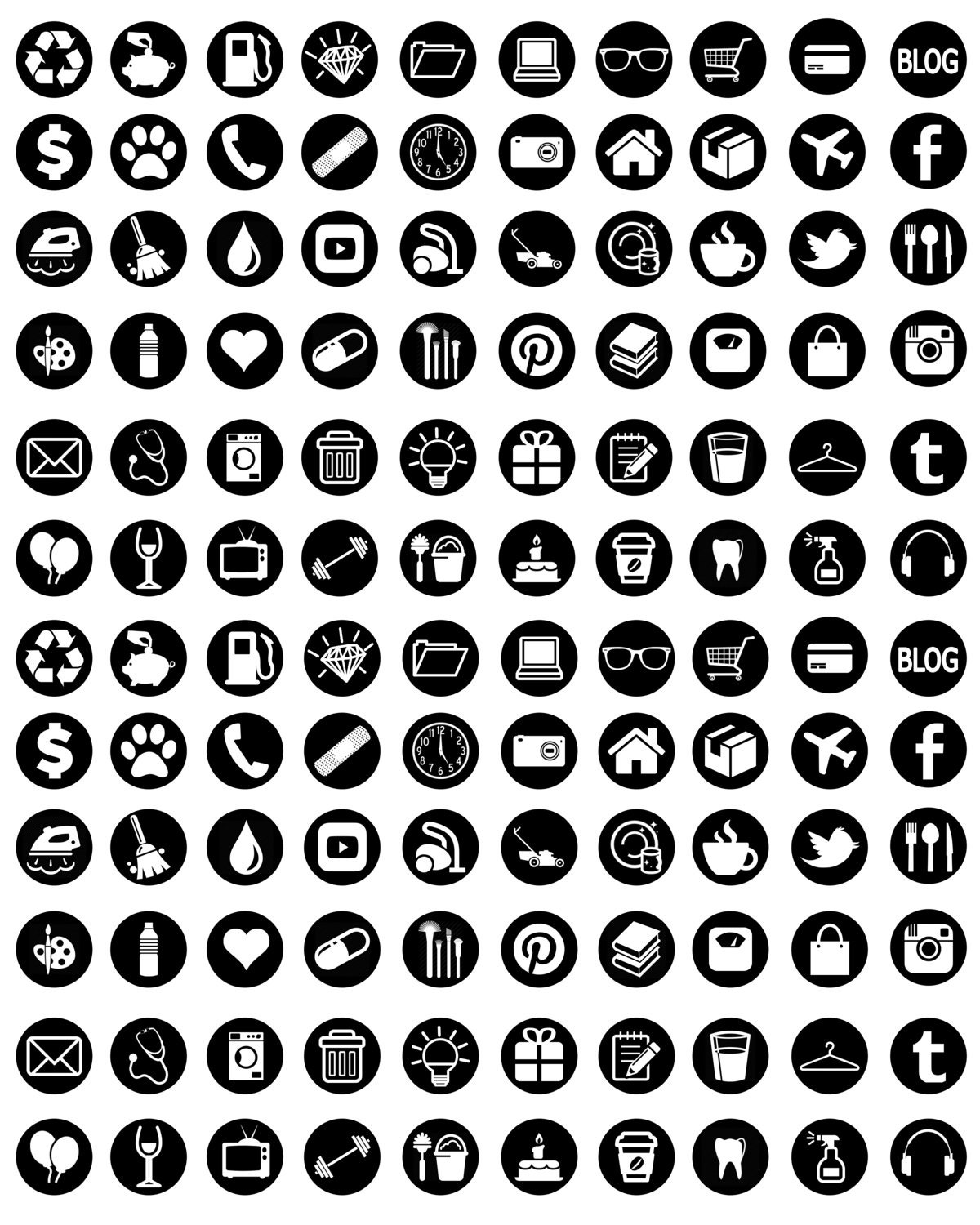 Planner Sticker Icons Black 1 PNG & 1 JPG Etsy