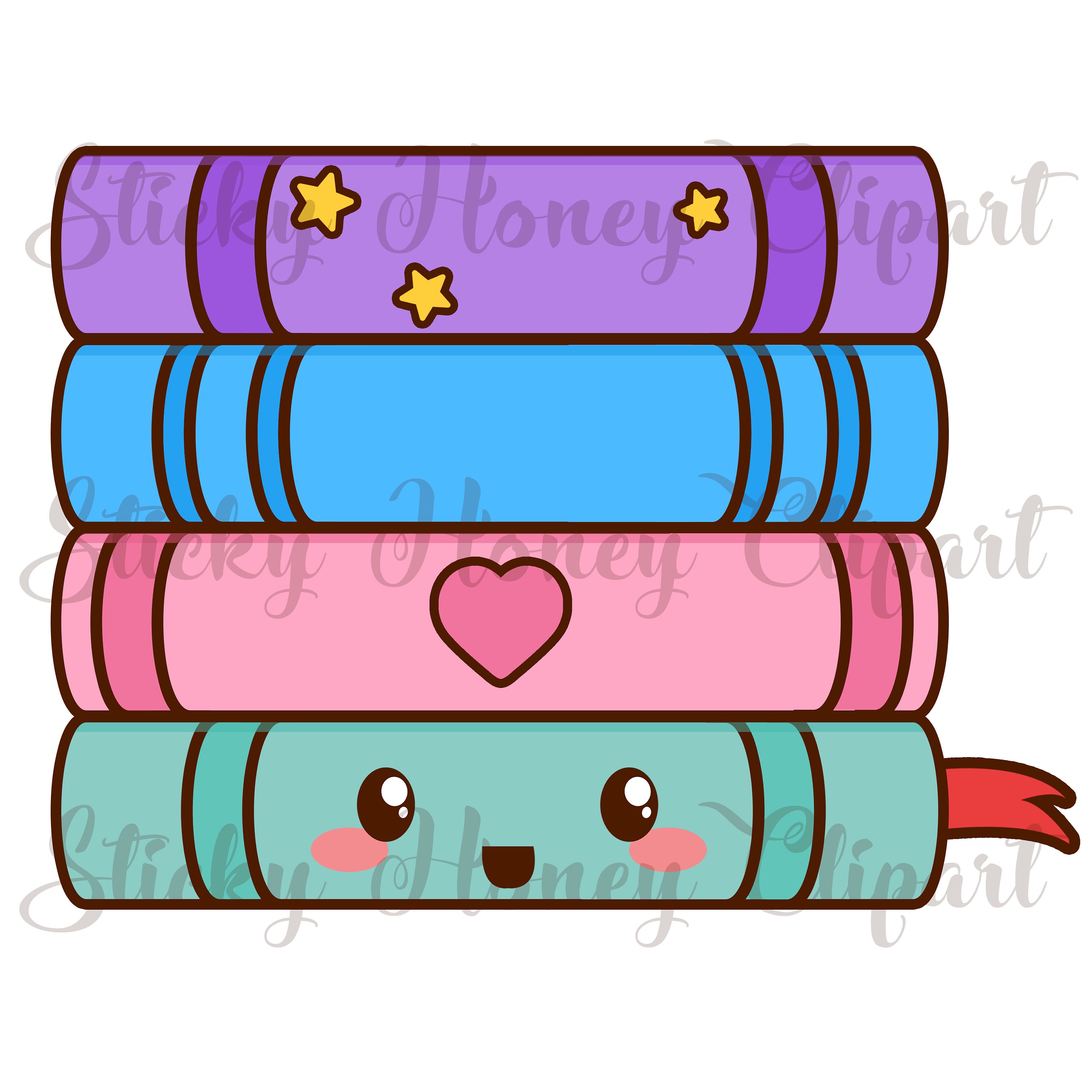 Book Clipart Kawaii Book Clipart Cute Book Icons Kawaii Etsy Canada
