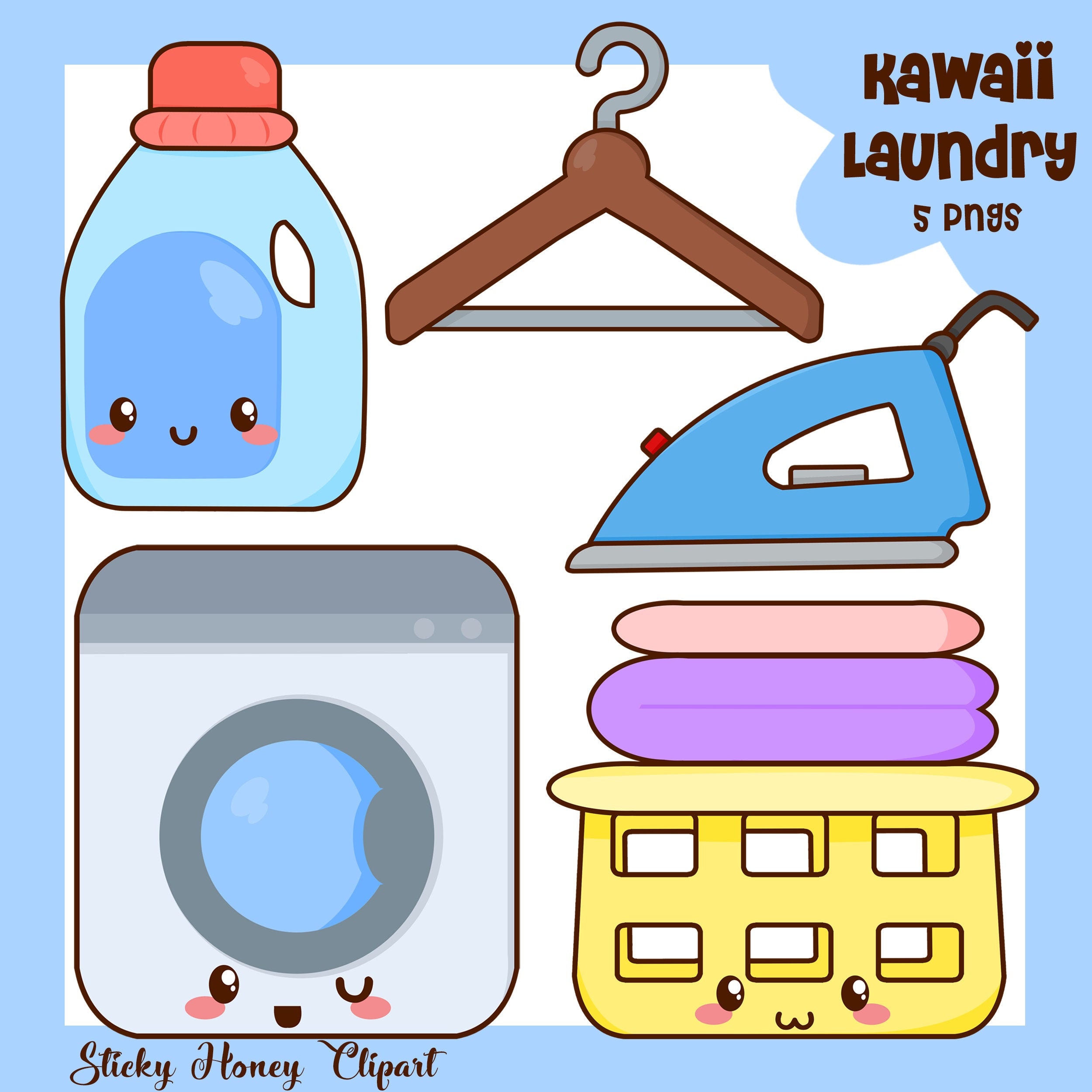 Laundry Clipart Kawaii Laundry Clipart Cute Laundry Etsy Canada