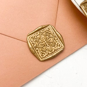 Square wax seal sticker, gold wax seal, antique gold wax seal, DIY invitation, DIY Wax Seal, self adhesive wax seal, wedding invitation seal