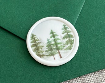 Evergreen trees wax seal sticker, Self adhesive wax seal, wax seal stamp, winter wax seal, wax seal for wedding, Christmas wax seal