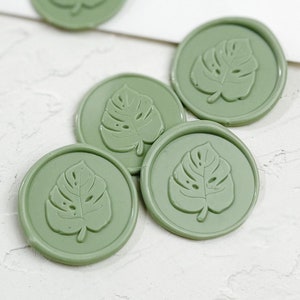 Monstera wax seal sticker, Tropical wax seal, self adhesive wax seal, Botanical wax seal, DIY invitation, tropical wedding invitation