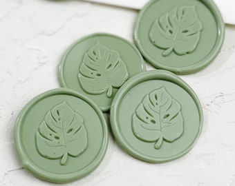 Monstera wax seal sticker, Tropical wax seal, self adhesive wax seal, Botanical wax seal, DIY invitation, tropical wedding invitation