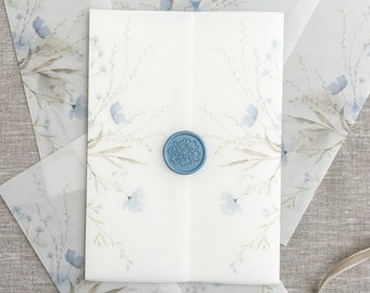 Wildflower vellum wrap for invitation, Vellum jacket, Wedding invitation, floral vellum wrap, 5x7 invitation, vellum wrap 5x7, DIY invite