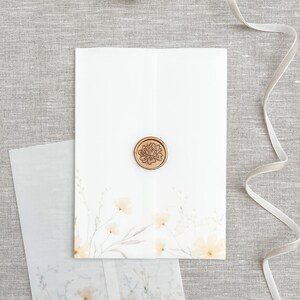 Wildflower vellum wrap for invitation, Vellum jacket, Wedding invitation, Floral vellum wrap, 5x7 invitation, vellum wrap 5x7, DIY invite