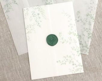 Greenery vellum jacket, 5x7 invitation, wedding invitation, Vellum wrap, botanical vellum, printed vellum, printed vellum invitation