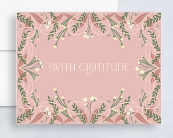 With gratitude card, gratitude greeting card, thank you card, greeting card for friend, card for her, card for neighbor, card for coworker