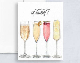 Celebration card, A toast greeting card, birthday card, congratulations card, drinks card, greeting card for friend, greeting card handmade