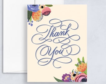 Thank you card, thank you greeting card, greeting card for friend, appreciation card, floral thank you card, floral greeting card