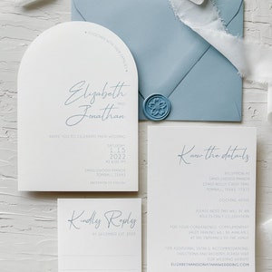 Arch wedding invitation, Dusty Blue wedding invitation suite, arch cut  invitation, modern wedding invitation, printed wedding invitations