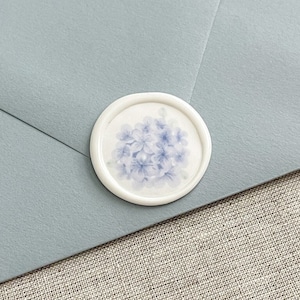 Hydrangea wax seal sticker, Self adhesive wax seal, wax seal stamp, floral wax seal, wedding wax seal, wedding invitation, botanical wax image 1