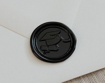 Black graduation wax seal sticker, black wax seal, graduation wax seal, self adhesive wax seal, graduation cards, DIY Wax Seal