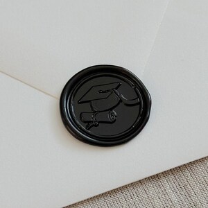 Black graduation wax seal sticker, black wax seal, graduation wax seal, self adhesive wax seal, graduation cards, DIY Wax Seal