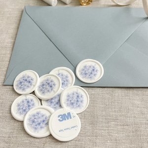 Hydrangea wax seal sticker, Self adhesive wax seal, wax seal stamp, floral wax seal, wedding wax seal, wedding invitation, botanical wax image 6