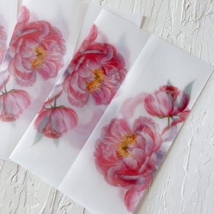 Peony vellum jacket for invitations, vellum wrap for invitations, printed vellum, Wedding invitation, DIY vellum wrap, custom vellum jacket
