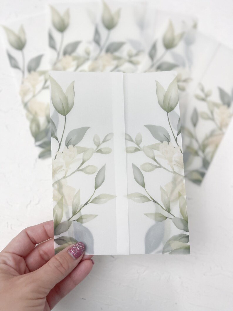 Floral Vellum Wrap for Invitations Vellum Jacket for Etsy