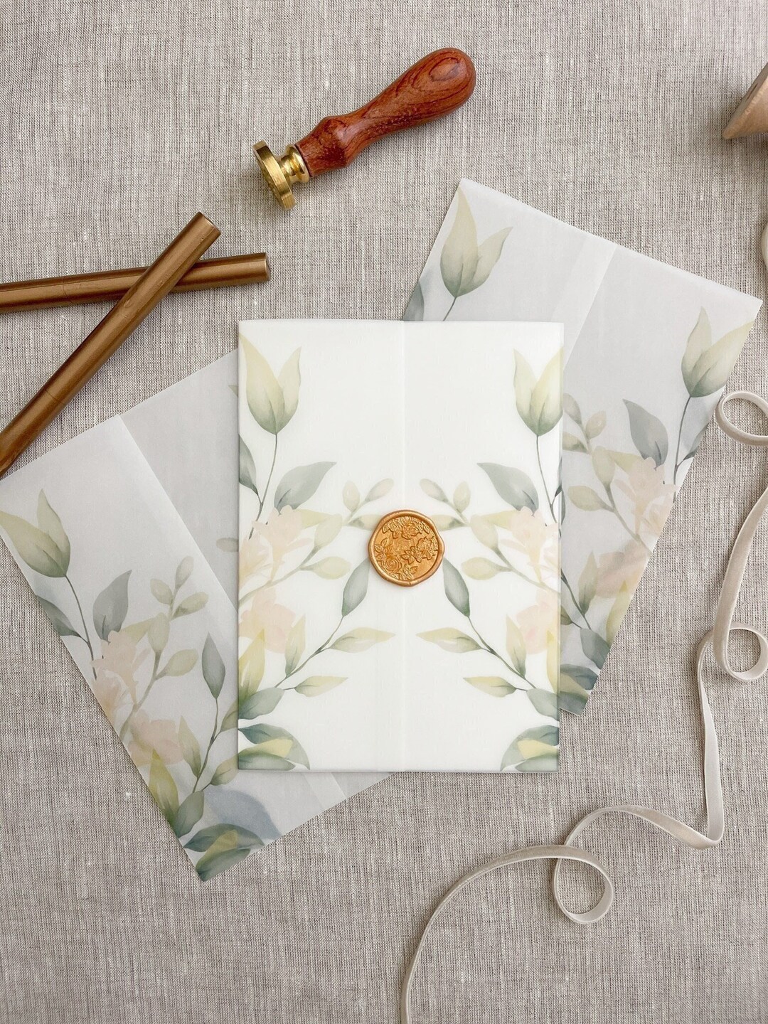 Floral Vellum Wrap for Invitations Vellum Jacket for Etsy