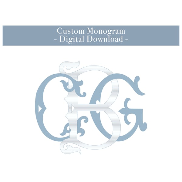 Custom three letter monogram digital download, interlocking monogram, wedding monogram, vintage monogram, vintage wedding monogram
