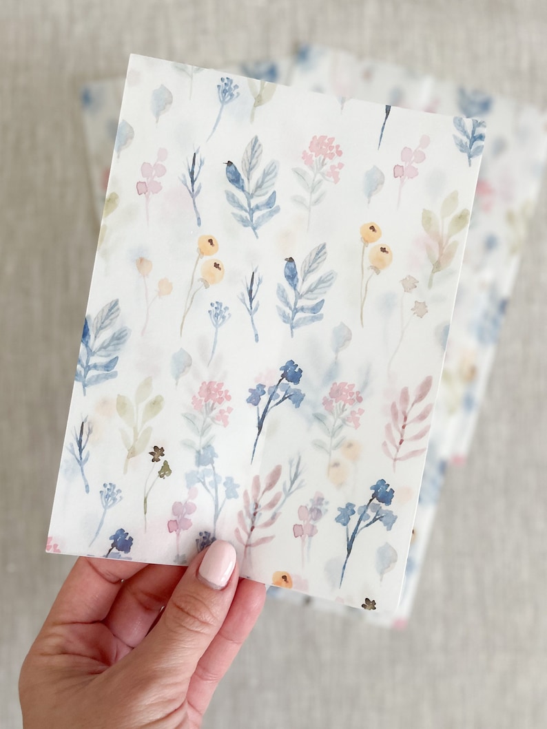 Watercolor Floral Pattern Vellum Wrap for Invitations Vellum Etsy