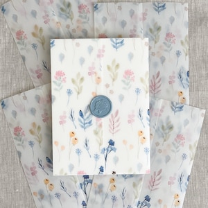 Watercolor floral pattern vellum wrap for invitations, Vellum invitations, Wedding invitations, Floral vellum, Vellum jacket, DIY invitation