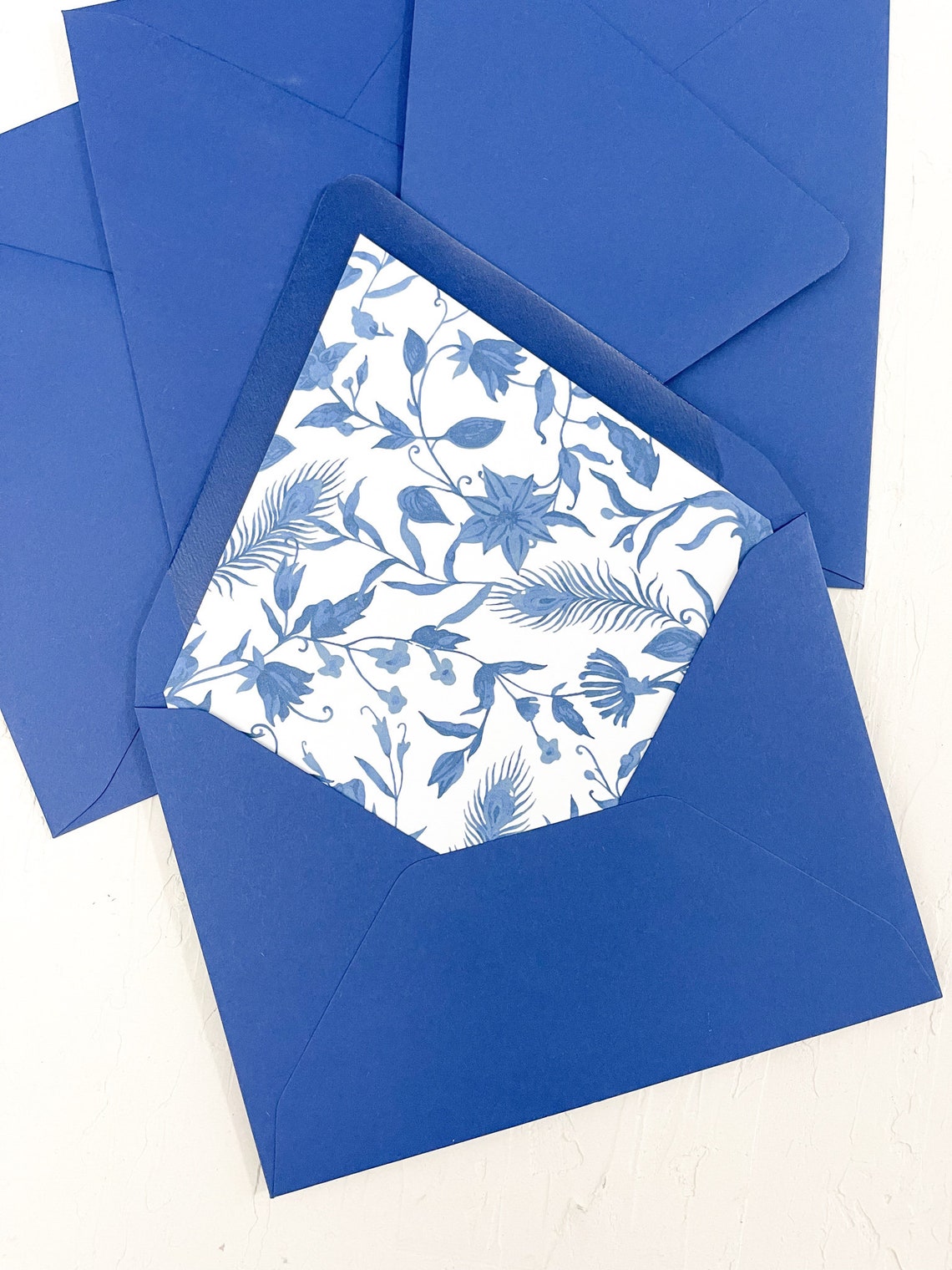 Printable Envelope Liner for A7 Envelope Blue Floral and Feathers, DIY ...