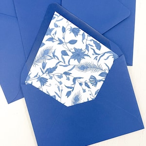 Printable Envelope Liner for A7 Envelope Blue Floral and Feathers, DIY ...