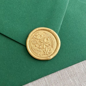 Gold wax seal sticker, green Christmas wax seal, wax seal sticker for envelopes, self adhesive wax seal, Holiday wax seal, DIY Wax seal