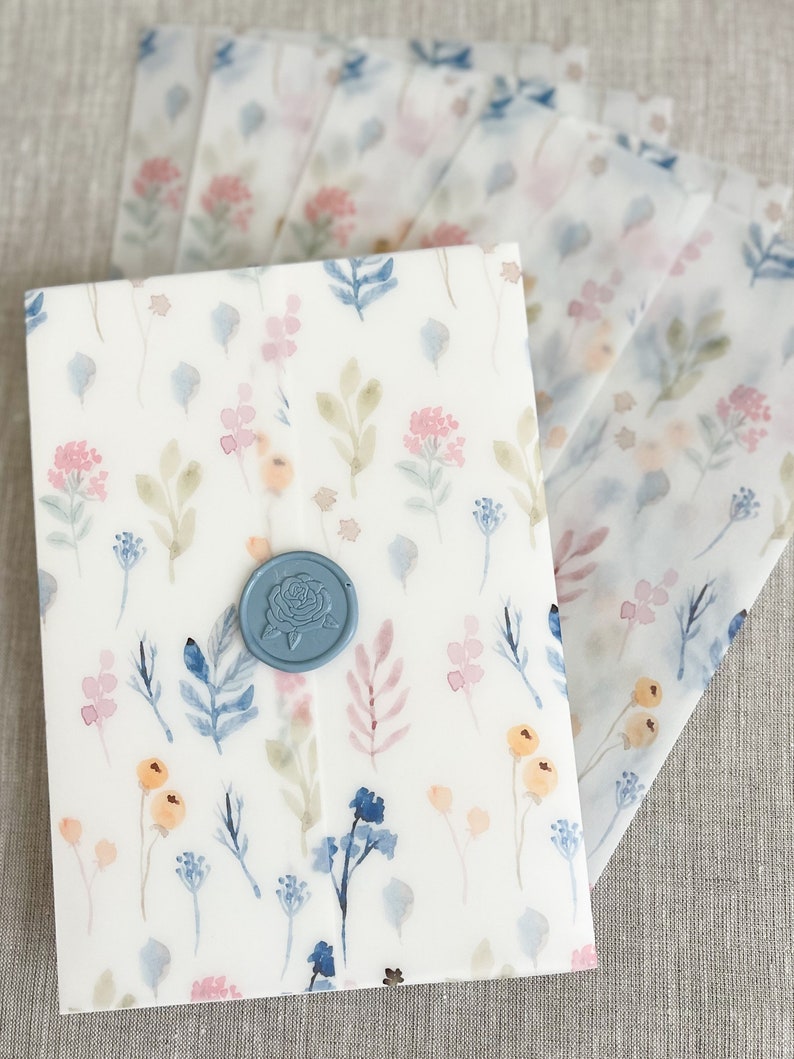 Watercolor Floral Pattern Vellum Wrap for Invitations Vellum Etsy