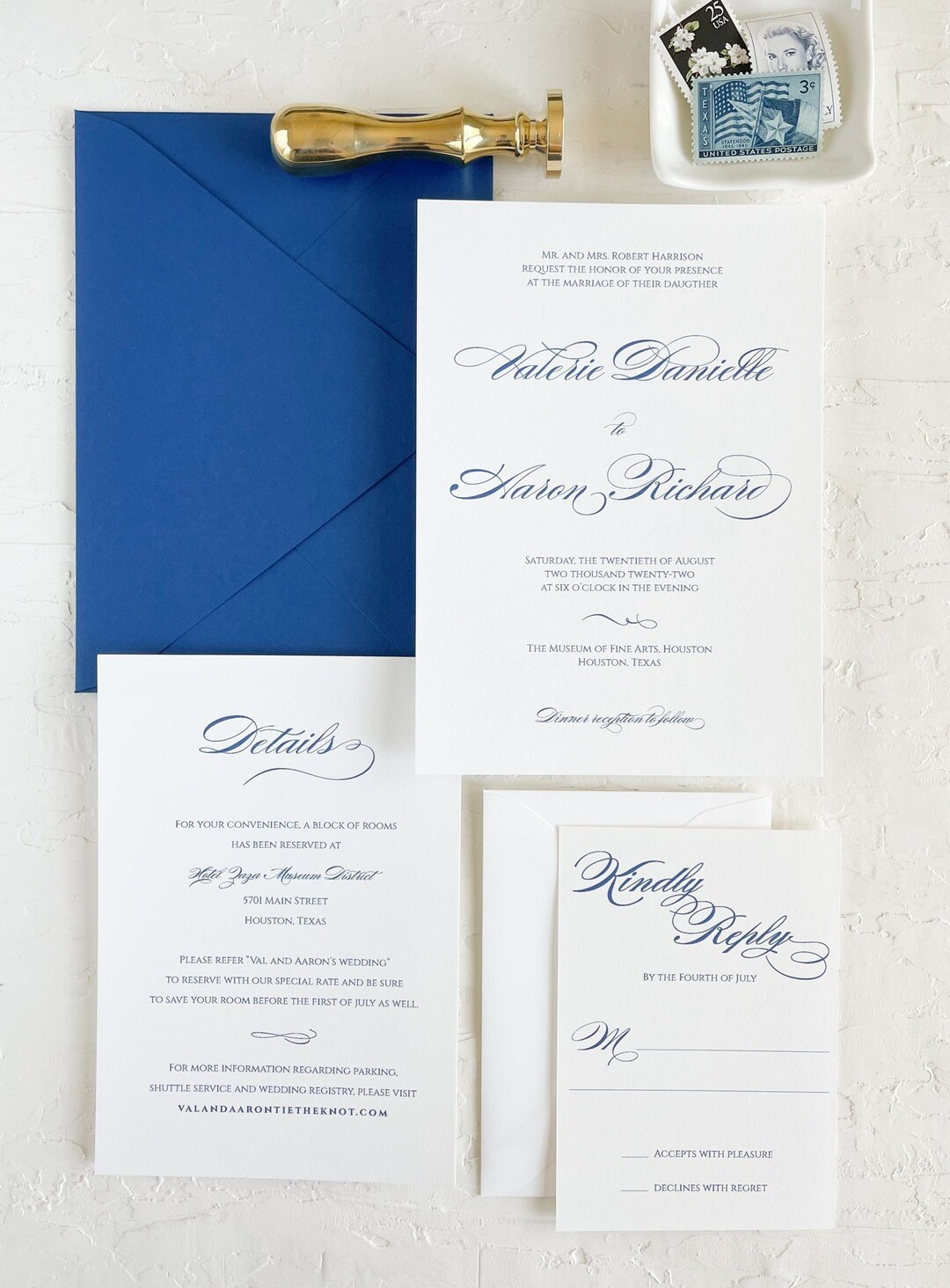 Blue Wedding Invitation, Classic Wedding Invitation, Navy Blue ...