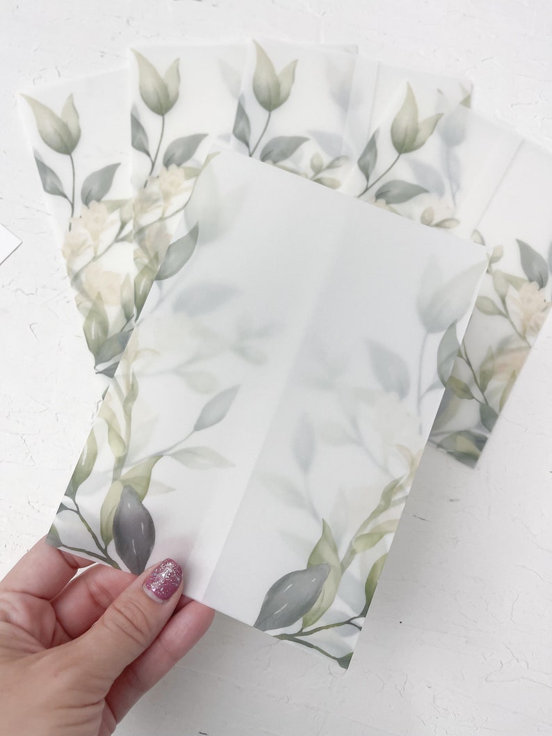 Floral Vellum Wrap for Invitations Vellum Jacket for Etsy