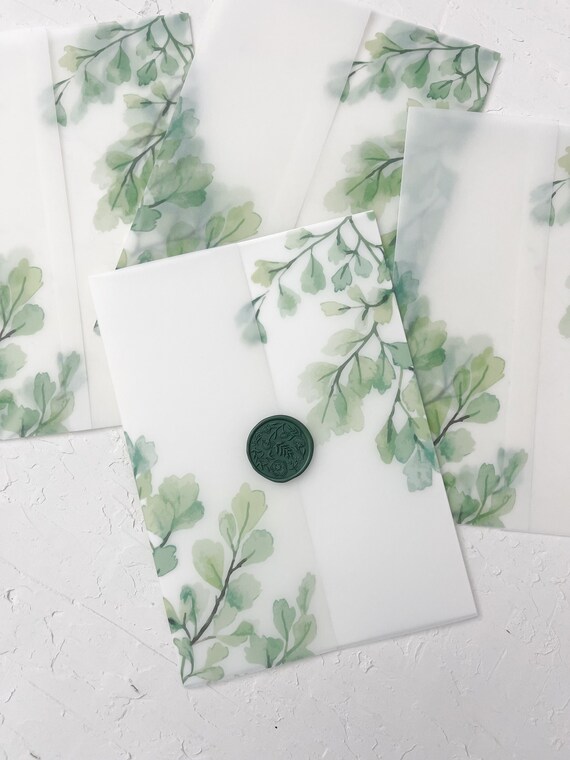 Greenery vellum wrap for invitations, Vellum jacket for invitations, Vellum wrap, Vellum Wedding invitation, vellum wrap for 5x7 invitations