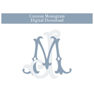 Descarga digital de monograma personalizado, monograma entrelazado, monograma de boda, monograma de dos letras, monograma de boda vintage