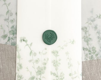 Greenery vellum wrap for invitation, Vellum jacket, wedding invitation, botanical vellum, DIY invitation, vellum wrap 5x7, vellum paper