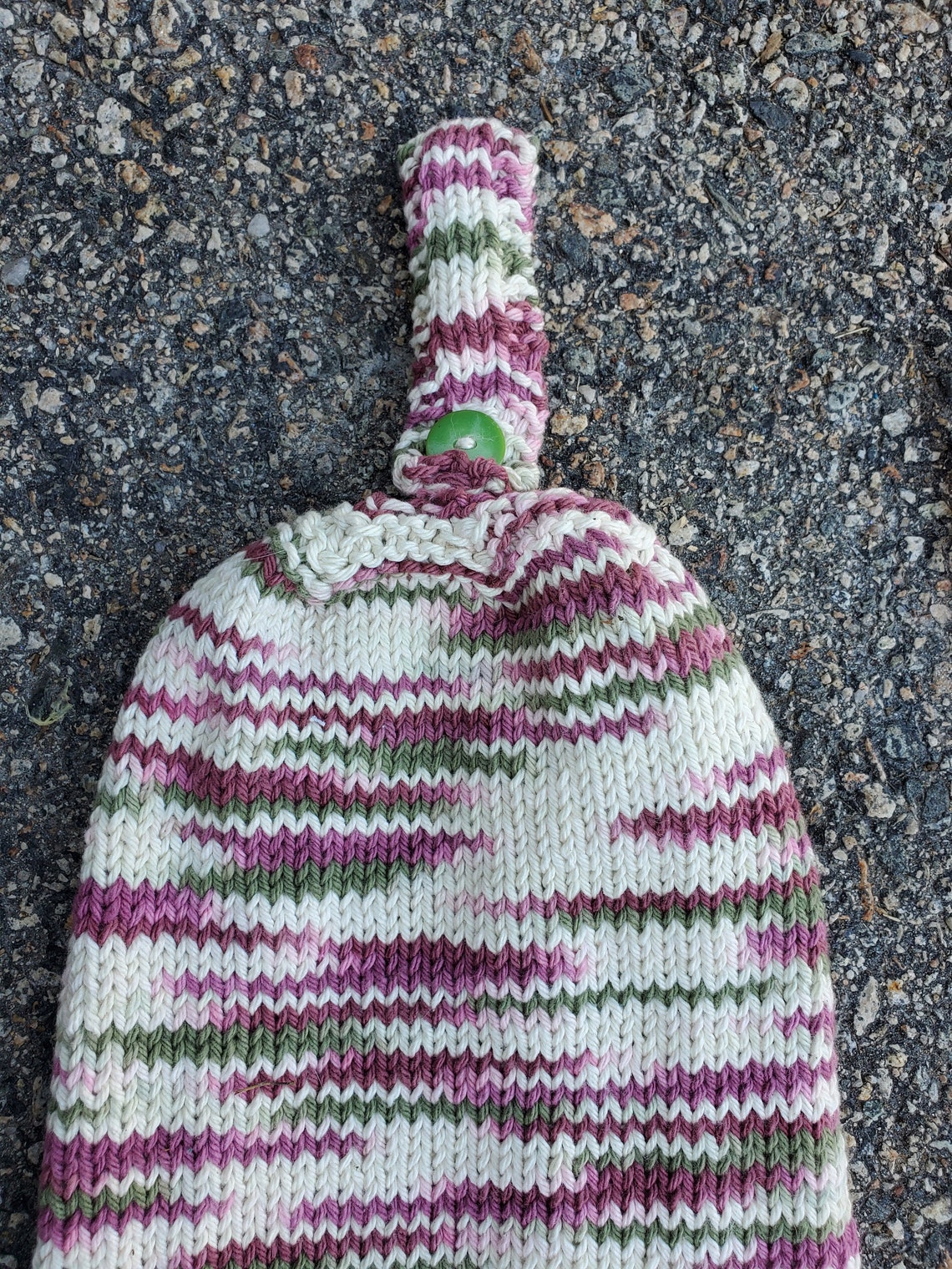 Hand Knit Kitchen Towel With Button Hanger for Oven Door 19.5 Etsy