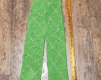 Hand Knit Summer Kiss Lime Scarf 73 by 5 inches Cotton, Polyester