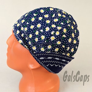 Floral/Dark Blue Welders Hats Bikers Caps Welding Cap Hat Cotton Weld Cap Made in USA Ready to Ship