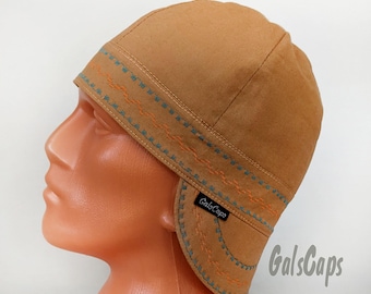Tan Welders Welding Bikers Cap Hat Cotton Decorative Stitching Made in USA