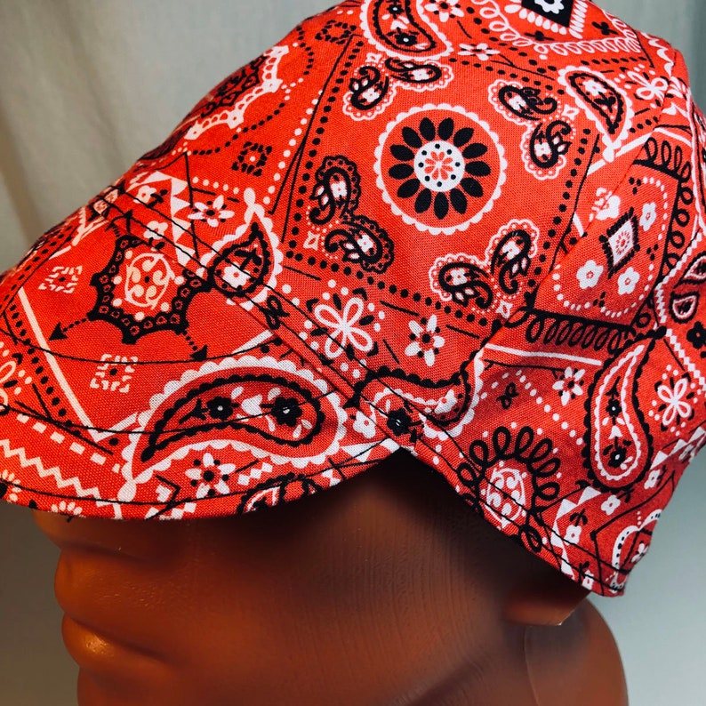 Red Bandana Welders Hats Bikers Caps Welding Cap Hat Etsy