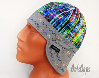 Coloful Decorative Stitching Woven Stripes Welders Welding Cap  Hats Bikers Caps  Hat Cotton Weld Cap Made in USA