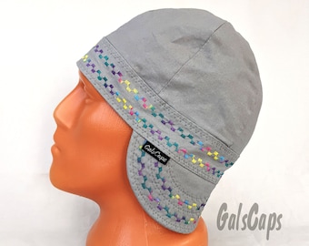Coloful Decorative Stitching Gray Welders Welding Cap  Hats Bikers Caps  Hat Cotton Weld Cap Made in USA
