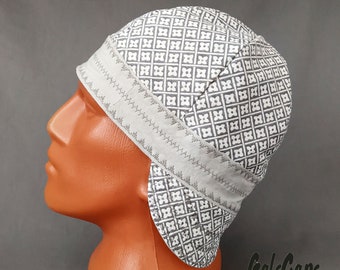 Small Gray Print/Light Gray Welders Welding Cap  Hats Bikers Caps  Hat Cotton Decorative Stitching Weld Cap Made in USA Ready to Ship